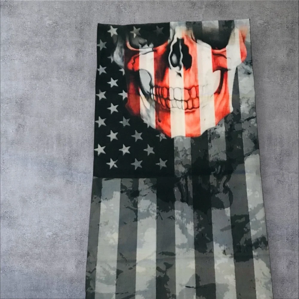 Skull Stars & Striped 16 n 1 Neck Gaiter Face Cover Dust Mask Biker Rag